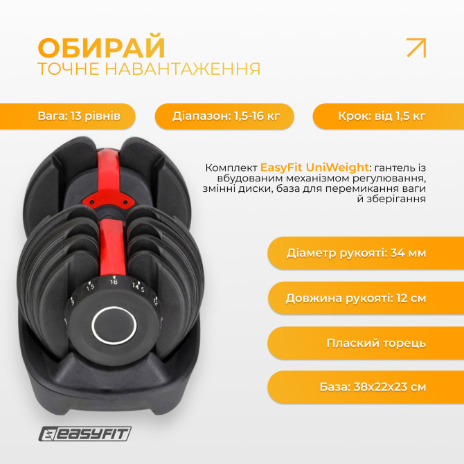 цена гантель наборная EasyFit 1,5-16 кг