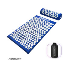 Массажный коврик Easyfit с подушкой (аппликатор Кузнецова) + чехол Синий с белым