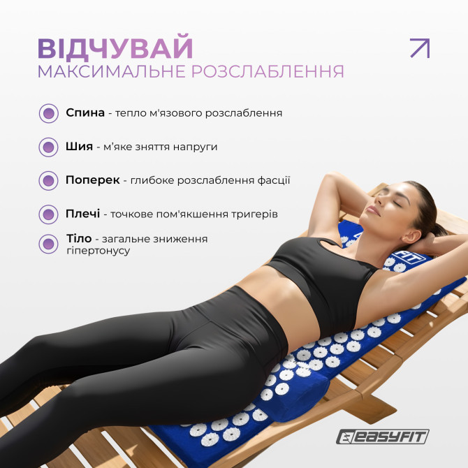 вартість на  масажний килимок Easyfit з подушкою (аплікатор Кузнєцова) синій з білим
