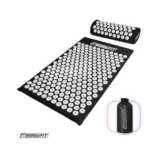 Массажный коврик Easyfit с подушкой (аппликатор Кузнецова) + чехол Черный с белым