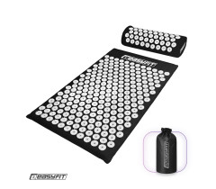Масажний килимок EasyFit з подушкою (аплікатор Кузнєцова) + чохол Чорний з білим