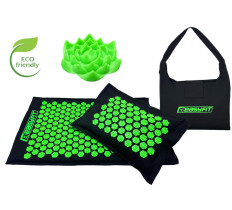 Массажный коврик EasyFit AcuRelax с иголками (аппликатор Кузнецова) черно-зеленый