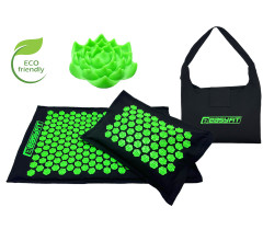 Масажний килимок EasyFit AcuRelax з голками (аплікатор Кузнєцова) чорно-зелений