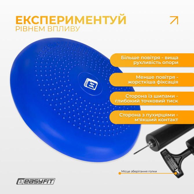 выгодная стоимость балансировочная подушка массажная EasyFit Balance Cushion-A синяя + насос