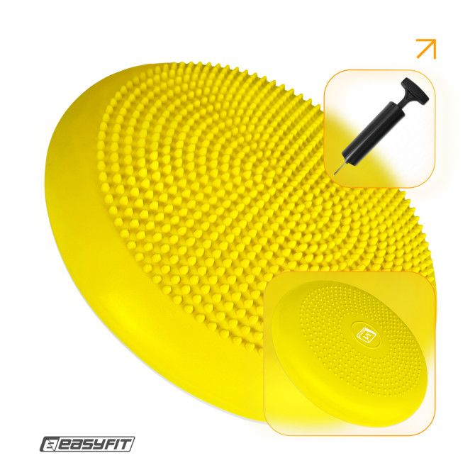 Балансувальна подушка масажна EasyFit Balance Cushion-A жовта + насос