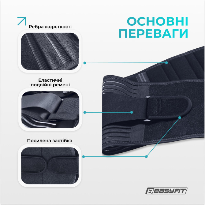 ціна пояс для спини з 4 ребрами жорсткості EasyFit (XL)