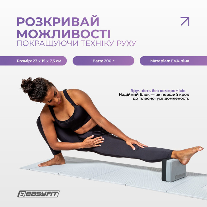 цена блок для йоги EasyFit polarity (stone)