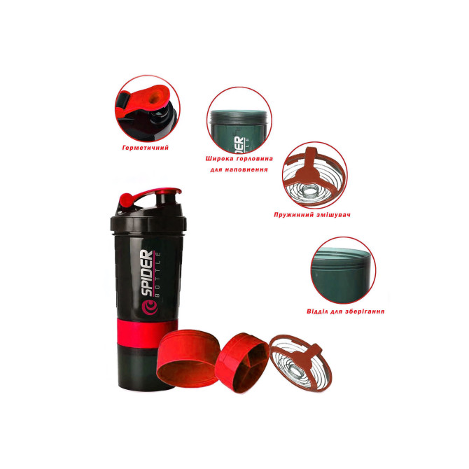 шейкер спортивный EasyFit Spider 0,5 л красный