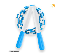  Бісерна скакалка EasyFit  FreeRope 2,7 м (біло-блакитна)