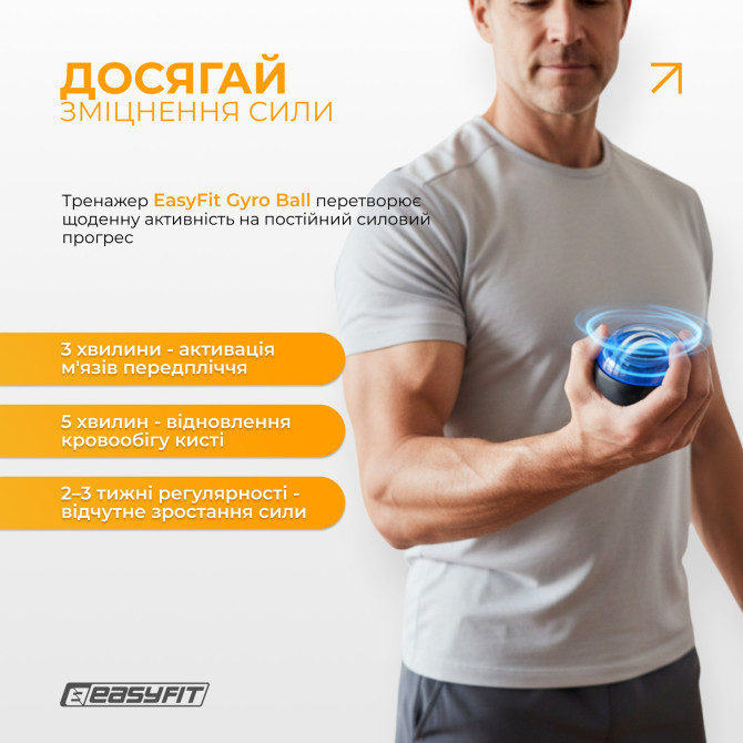 швидка доставка еспандер кистьовий гіроскопічний EasyFit Gyro Ball (гіробол)