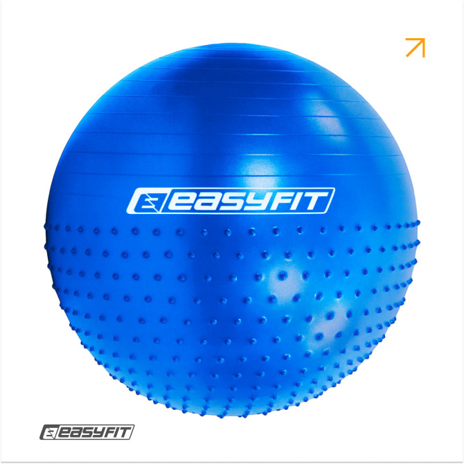 Фитбол 75 см EasyFit Hybrid синий (фитбол полумассажный) 