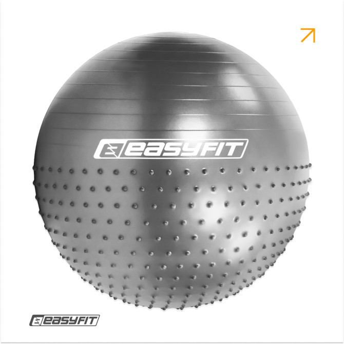 Фитбол 75 см EasyFit Hybrid серый (фитбол полумассажный)