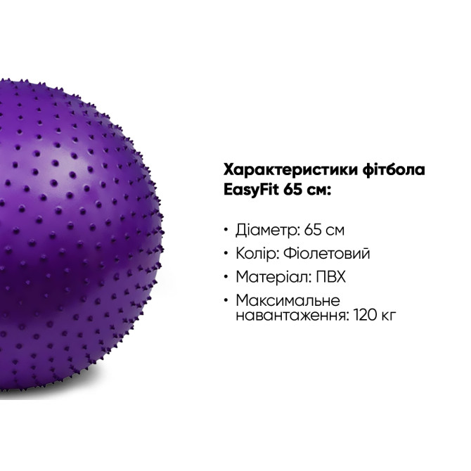 заказать мяч для фитнеса EasyFit 65 см фиолетовый (фитбол массажный)