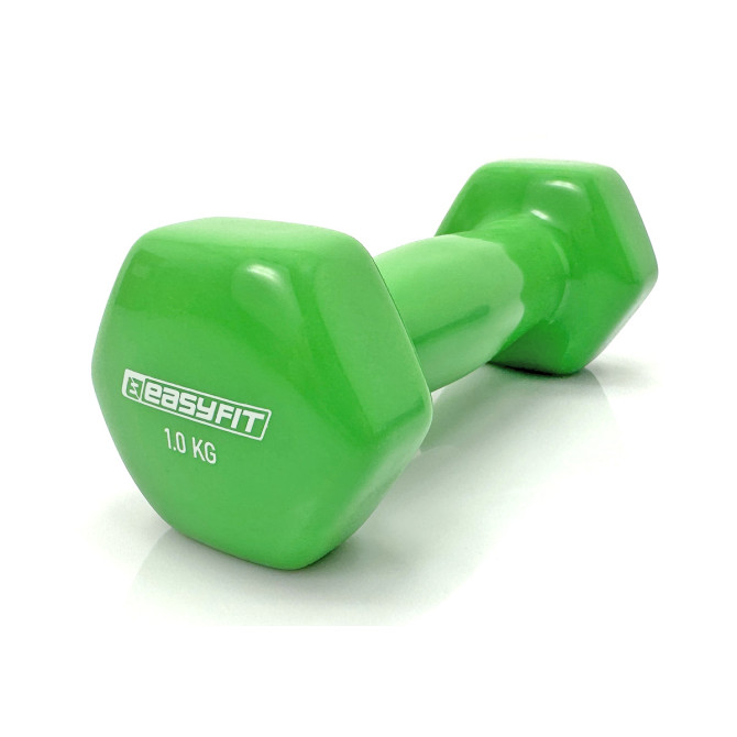 виниловая гантель для фитнеса 1.0 кг EasyFit салатовая