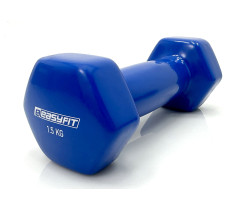 Гантель для фітнесу 1.5 кг EasyFit із вініловим покриттям синя