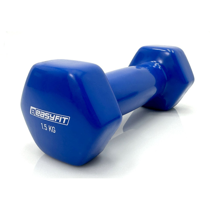 виниловая гантель для фитнеса 1.5 кг EasyFit синяя