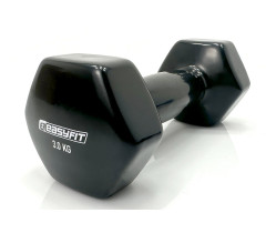 Гантель для фітнесу 3.0 кг EasyFit із вініловим покриттям чорна