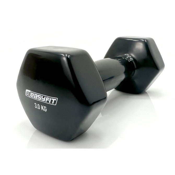 виниловая гантель для фитнеса 3.0 кг EasyFit черная