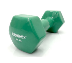 Гантель для фітнесу 4.0 кг EasyFit із вініловим покриттям зелена