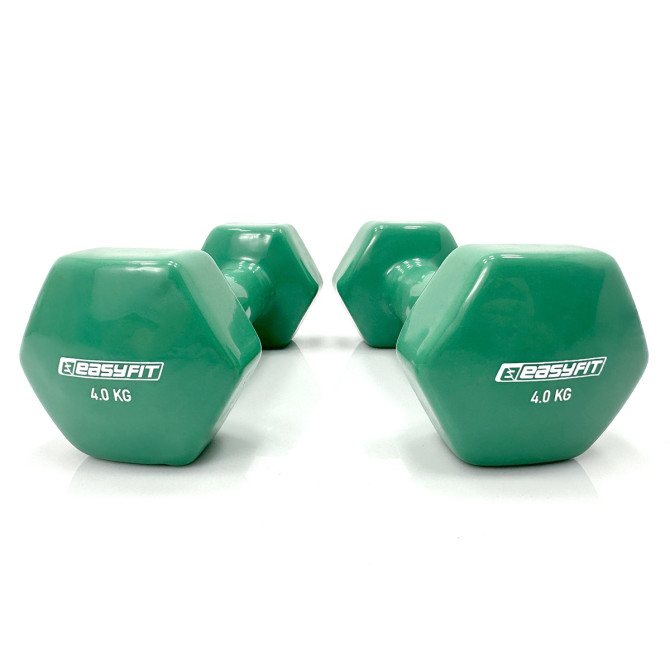 купить виниловая гантель для фитнеса 4.0 кг EasyFit зеленая