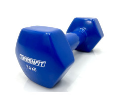 Гантель для фитнеса 5.0 кг EasyFit с виниловым покрытием синяя