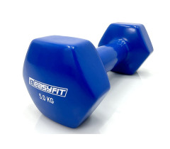 Гантель для фітнесу 5.0 кг EasyFit із вініловим покриттям синя
