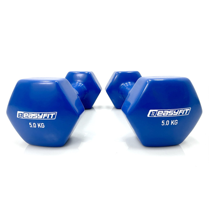 купить виниловая гантель для фитнеса 5.0 кг EasyFit синяя