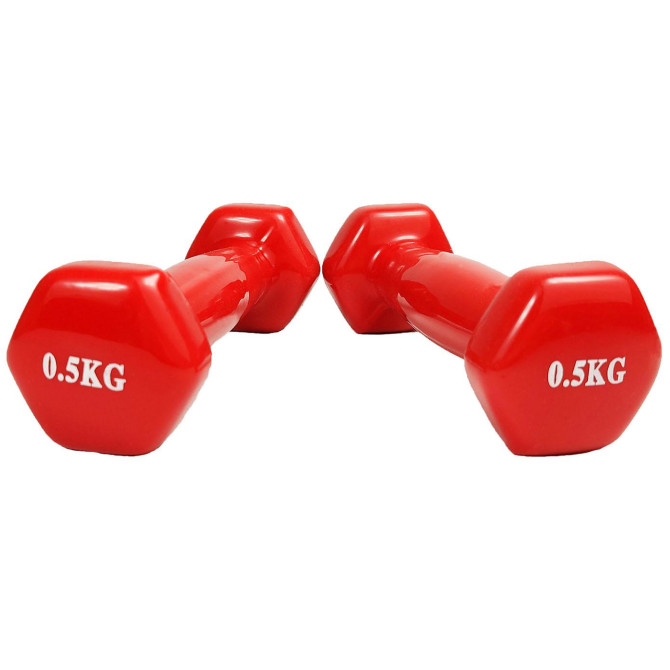 Гантель для фитнеса 0.5 кг EasyFit с виниловым покрытием красная