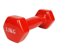 Гантель для фітнесу 1.5 кг EasyFit із вініловим покриттям червона