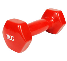 Гантель для фитнеса 2.0 кг EasyFit с виниловым покрытием красная