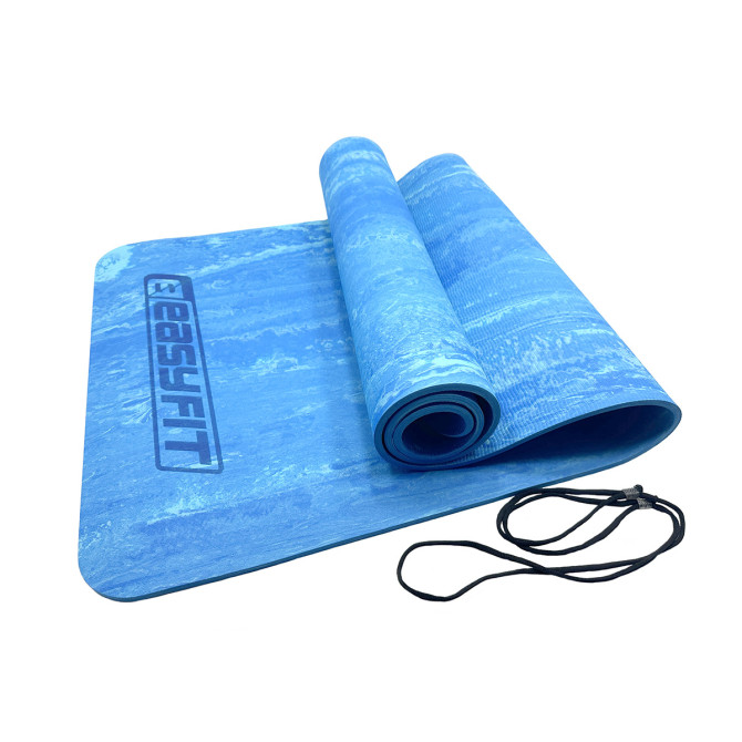 коврик для йоги и фитнеса EasyFit PER Premium Mat 8 мм синий