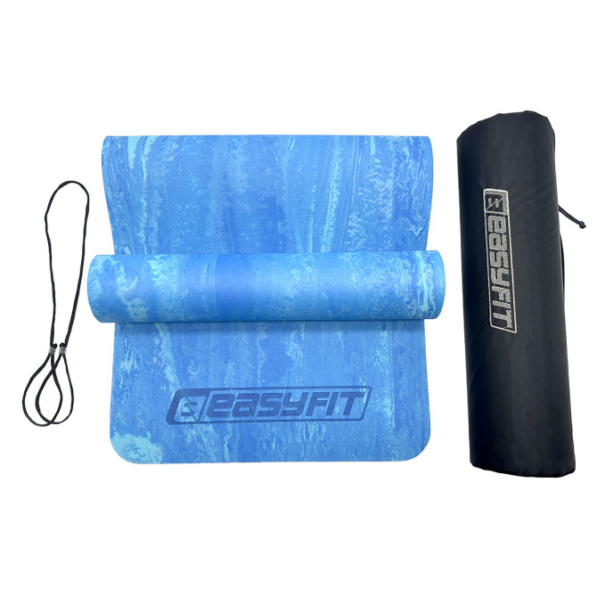 Заказать коврик для йоги и фитнеса EasyFit PER Premium Mat 8 мм синий + чехол