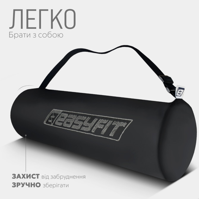 замовити килимок для йоги та фітнесу EasyFit TPE+TC 6 мм з чехлом чорний-червоний