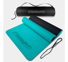 Коврик для йоги и фитнеса EasyFit TPE+TC 6 мм двухслойный + Чехол мятный-черный