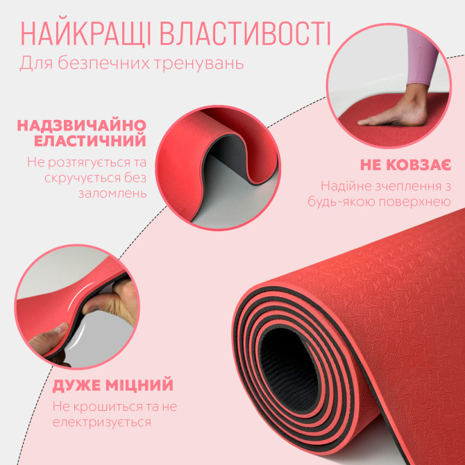 цена на коврик для йоги и фитнеса стоимость на коврик для йоги и фитнеса EasyFit TPE+TC 6 мм с чехлом красный-черный