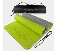 Коврик для йоги и фитнеса EasyFit TPE+TC 6 мм двухслойный + Чехол лимонный-серый