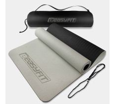 Коврик для йоги и фитнеса EasyFit TPE+TC 6 мм двухслойный + Чехол серый с черным 