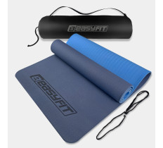 Коврик для йоги и фитнеса EasyFit TPE+TC 6 мм двухслойный + Чехол синий с голубым