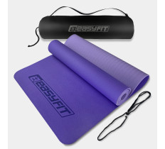 Коврик для йоги и фитнеса EasyFit TPE+TC 6 мм двухслойный + Чехол сиреневый cо св.сиреневым