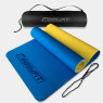 коврик для йоги и фитнеса EasyFit TPE+TC 6 мм двухслойный+ Чехол синий-желтый