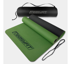 Коврик для йоги и фитнеса EasyFit TPE+TC 6 мм двухслойный + Чехол зеленый с черным
