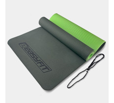 Коврик для йоги и фитнеса EasyFit TPE+TC 6 мм двухслойный черный-зеленый