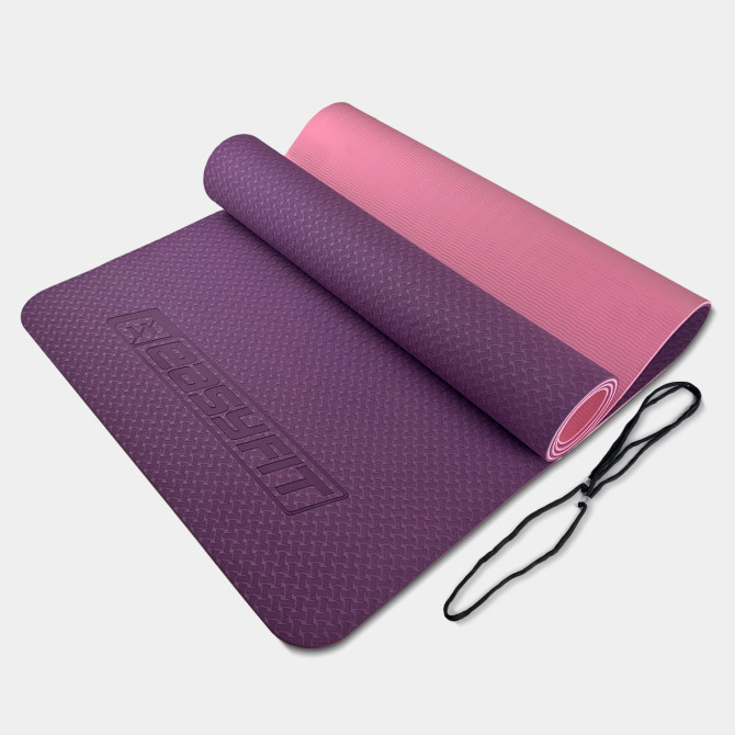 коврик для йоги и фитнеса EasyFit TPE+TC 6 мм фиолетовый-розовый