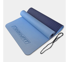 Коврик для йоги и фитнеса EasyFit TPE+TC 6 мм двухслойный голубой-синий