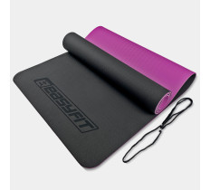 Килимок для йоги та фітнесу EasyFit TPE+TC 6мм двошаровий чорний-фіолетовий