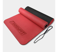 Коврик для йоги и фитнеса EasyFit TPE+TC 6 мм двухслойный красный-черный