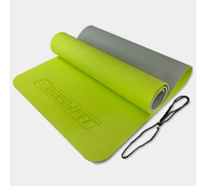 Коврик для йоги и фитнеса EasyFit TPE+TC 6 мм двухслойный лимонный-серый