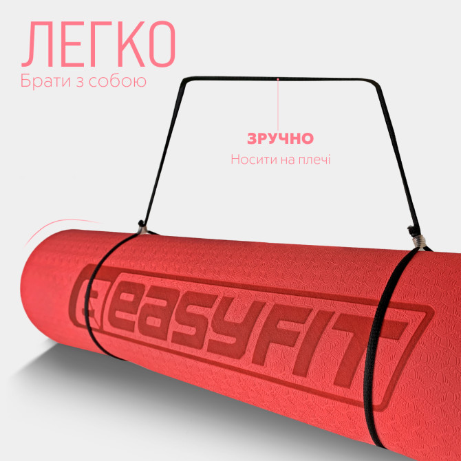 заказать коврик для йоги и фитнеса EasyFit TPE+TC 6 мм красный-черный