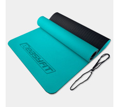 Коврик для йоги и фитнеса EasyFit TPE+TC 6 мм двухслойный мятный-черный