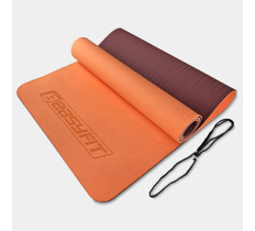 Коврик для йоги и фитнеса EasyFit TPE+TC 6 мм двухслойный персиковый-коричневый